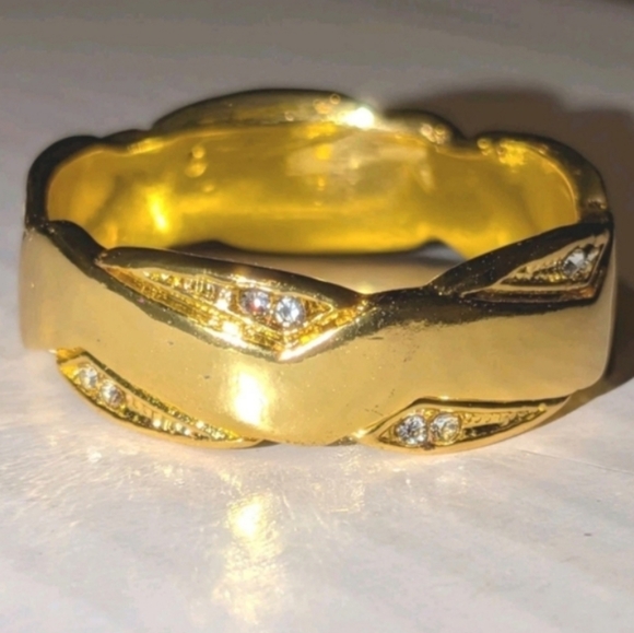 Elegant Mens Gold Plated Ring Sz 13 - Picture 5 of 16